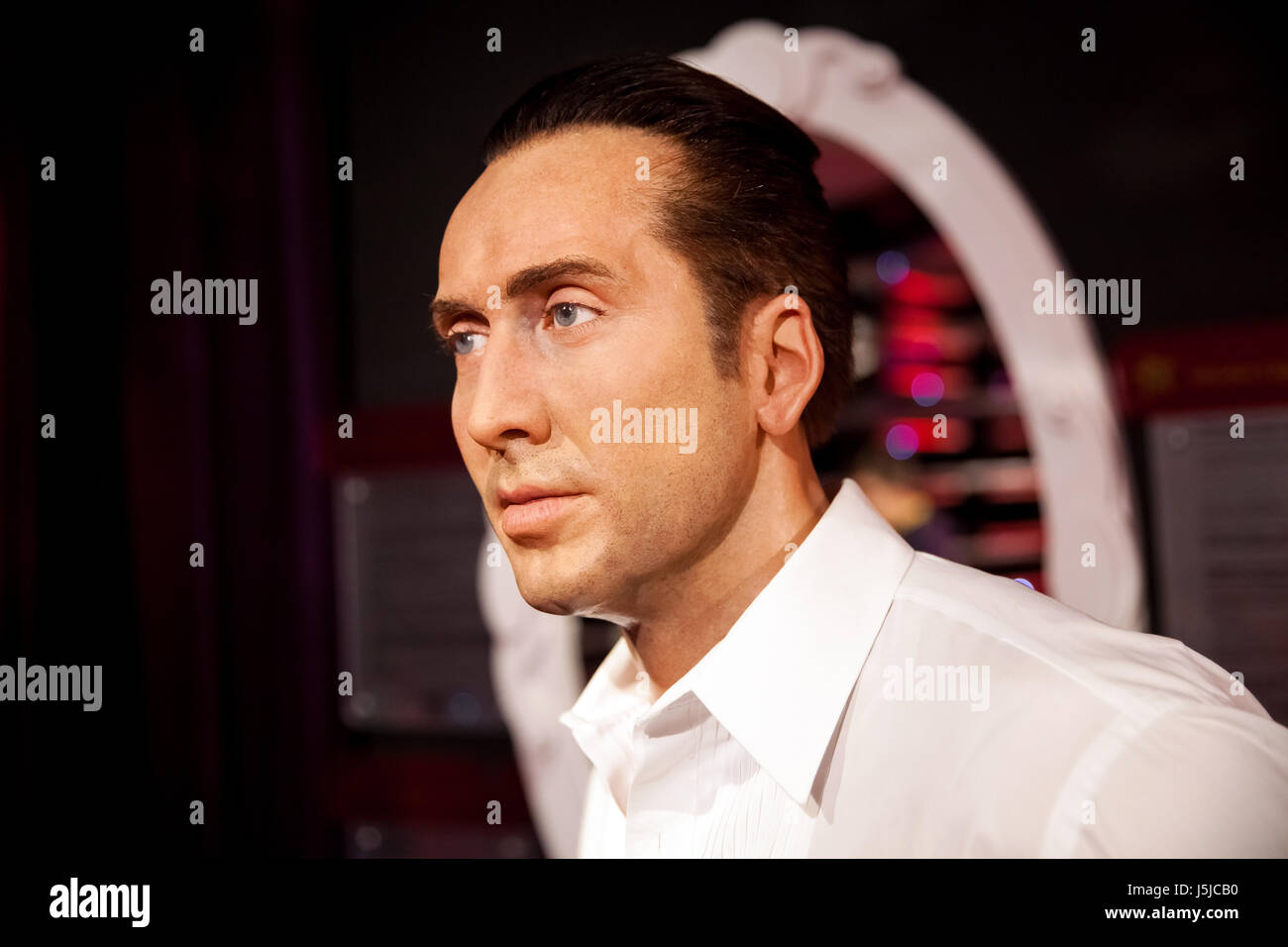 Amsterdam, Niederlande - März 2017: Wachsfigur von Nicolas Cage in Madame Tussauds Wachsfigurenkabinett in Amsterdam, Niederlande Stockfoto