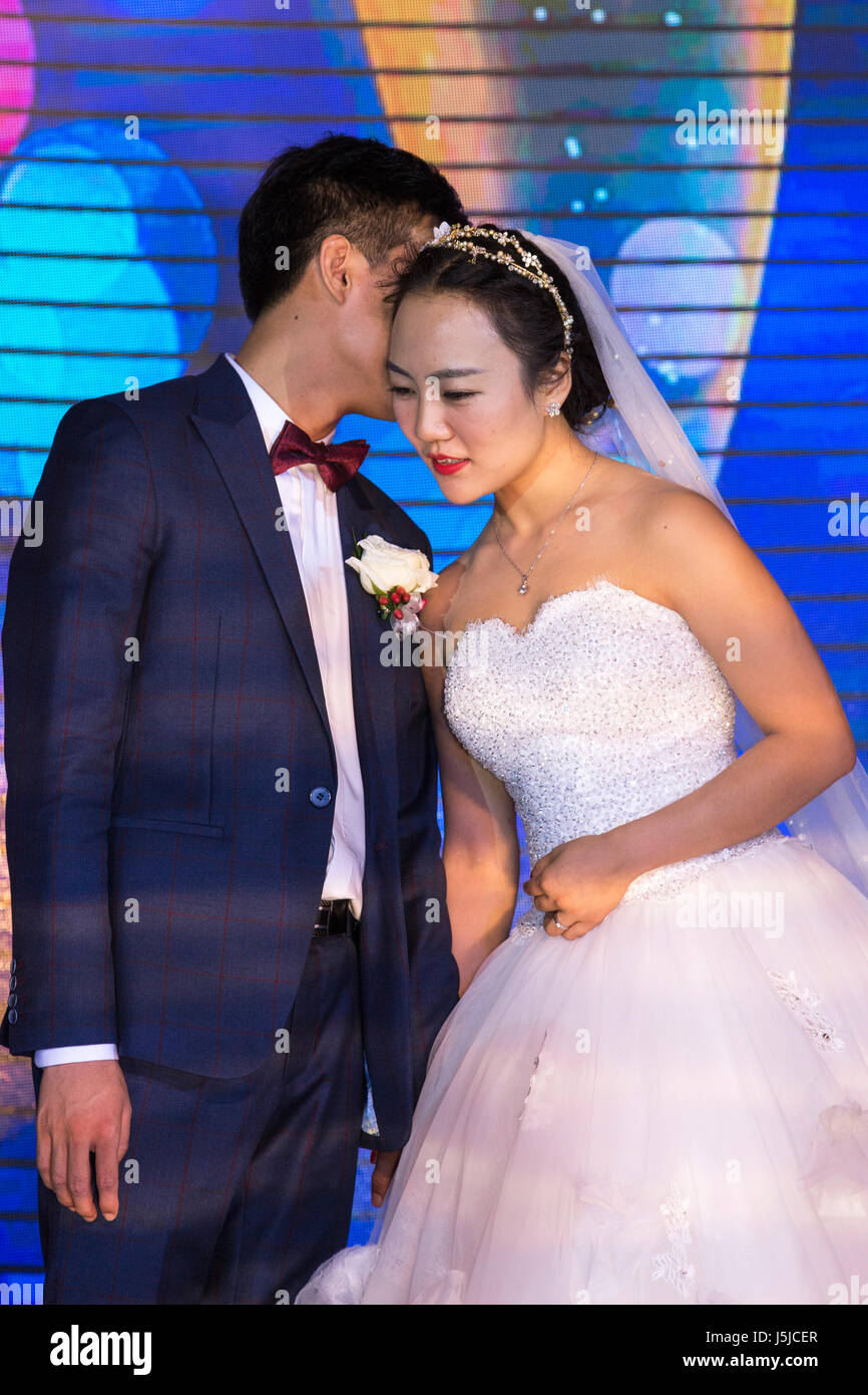 Chinesische Hochzeitszeremonie, Yinchuan, Ningxia, China Stockfoto