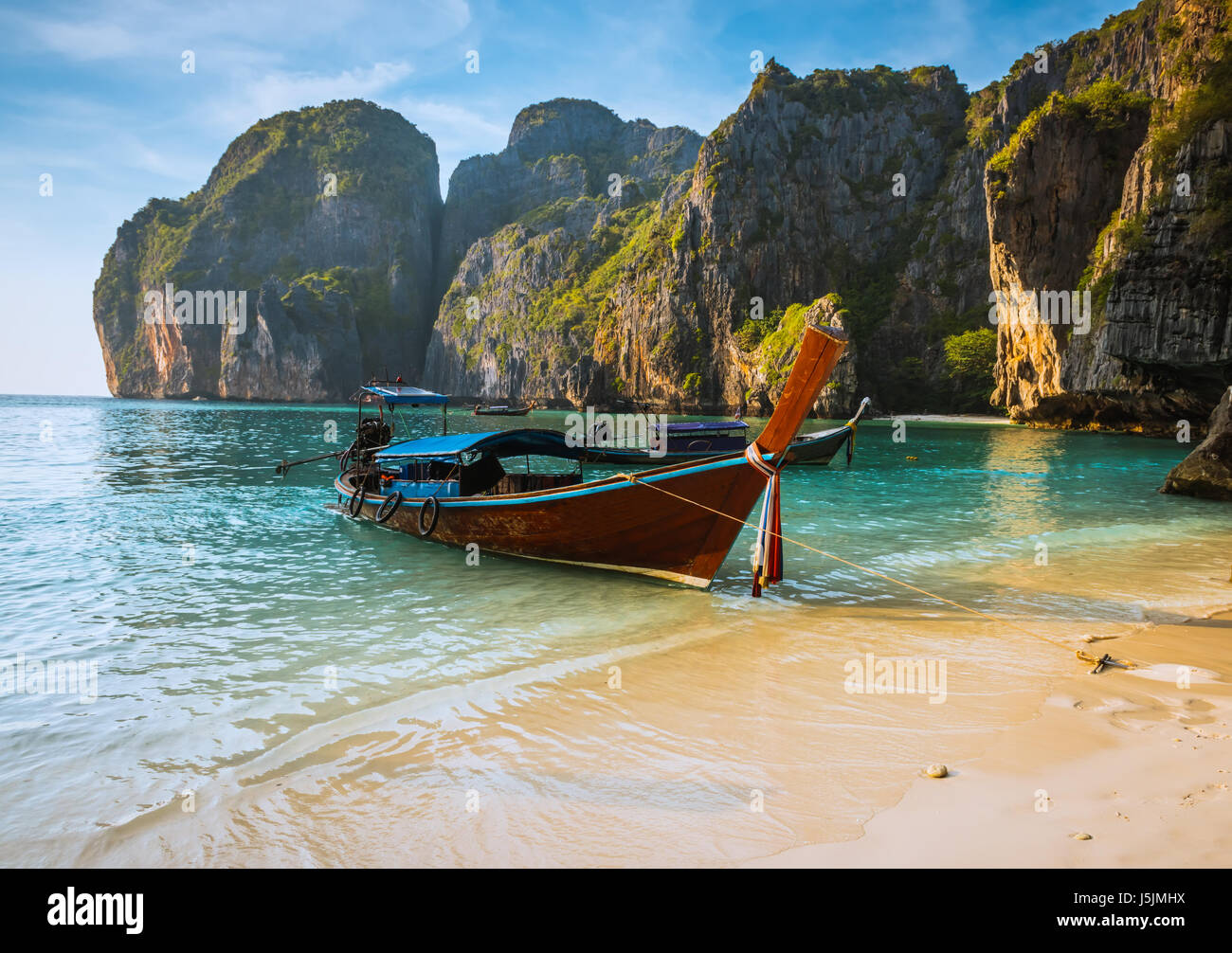 Sonnenuntergang Phi Phi Le Insel Maya Bay Thailand Stockfoto