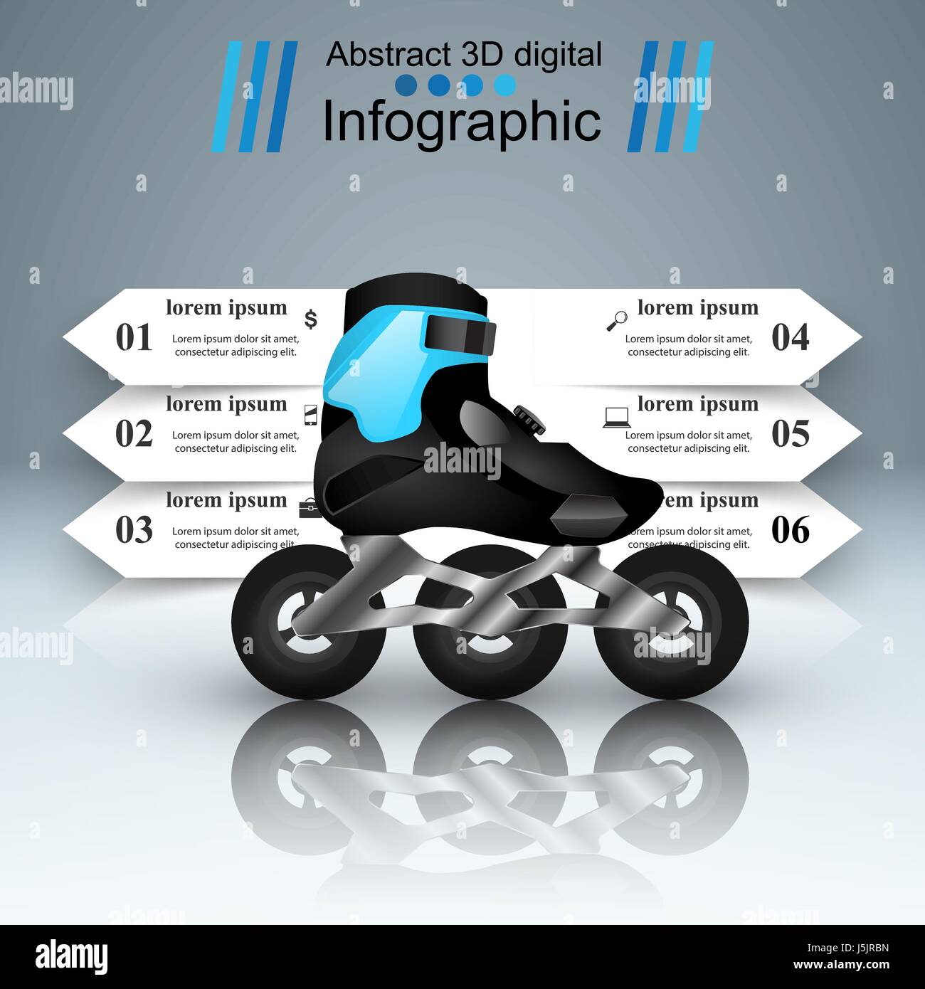 Sport-Infografik. Roller-Symbol. Stock Vektor