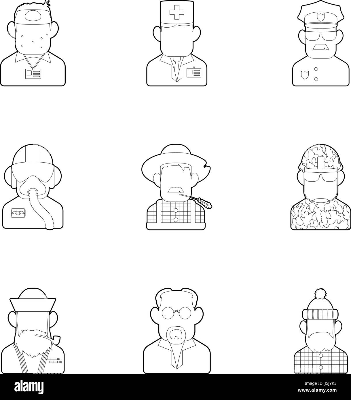 Arbeiter Icons Set, Umriss-Stil Stock Vektor