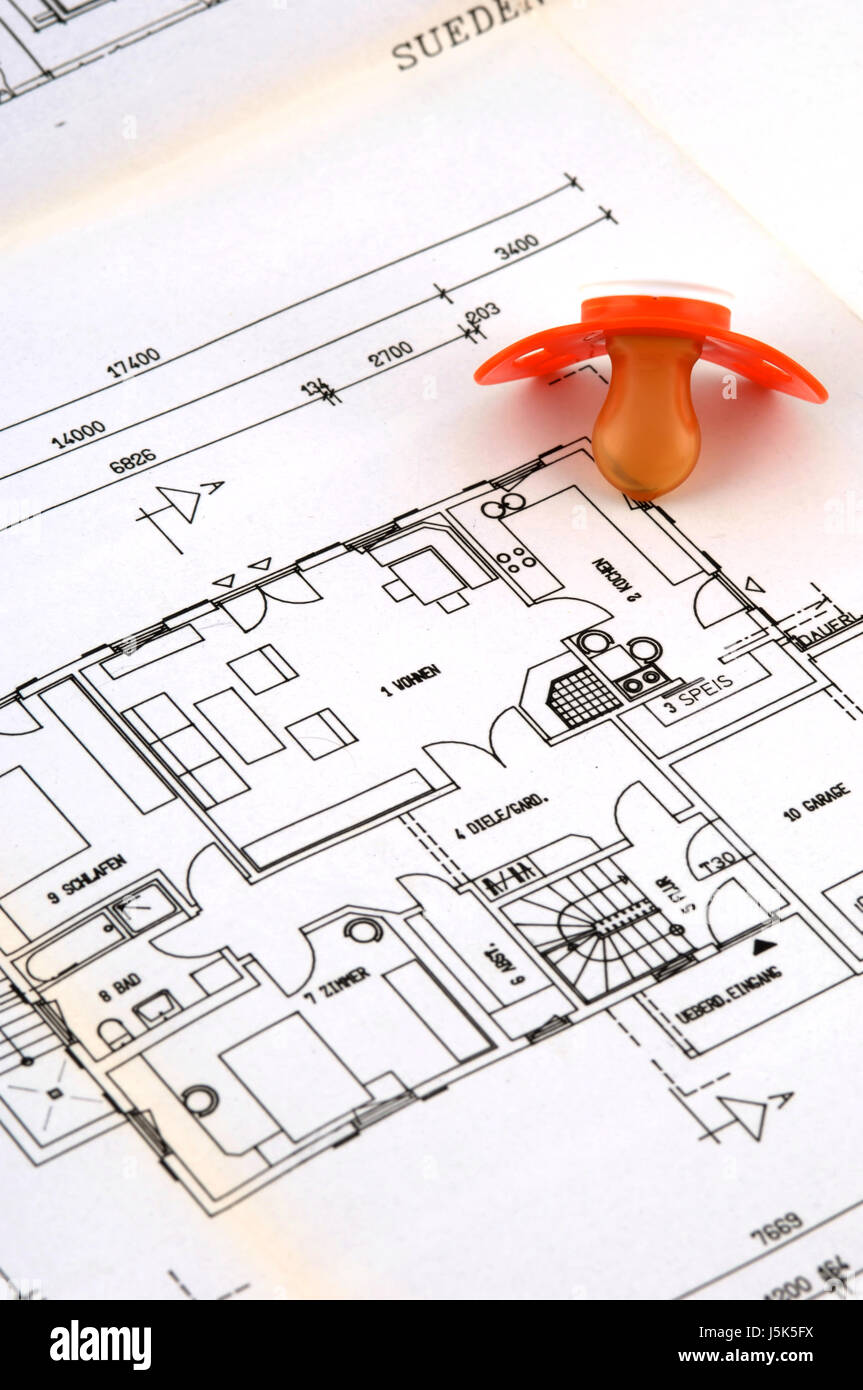 Hausbau bauen Modell Projekt Konzept Plan Entwurf speichern Planung Stockfoto