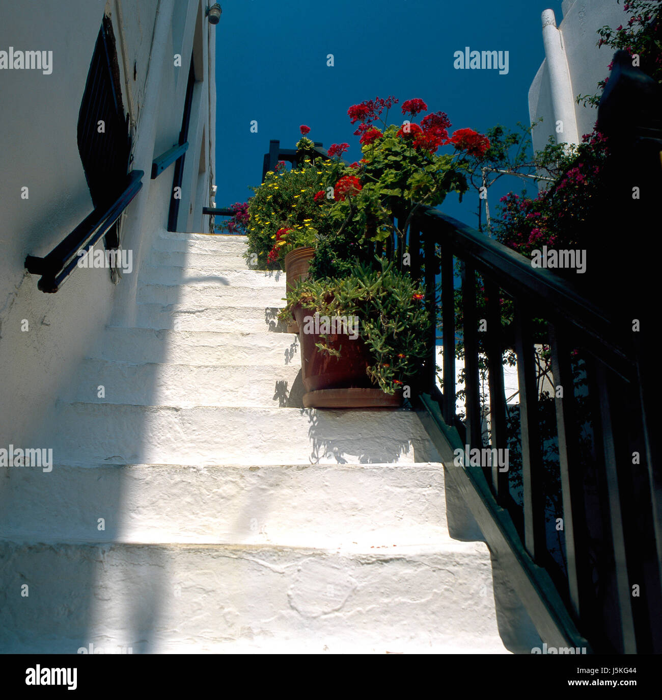 blaue Treppen Glanz erstrahlt hell lucent leichte heitere leuchtenden Werk Griechenland Stockfoto