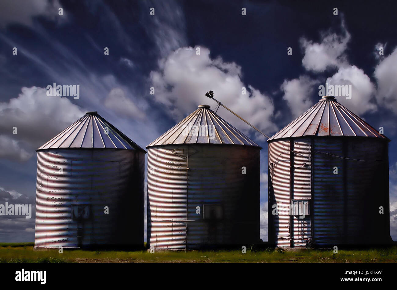 Futter-Industrie Landwirtschaft Landwirtschaft Pflanze Tierhaltung Tank Silo emblements Stockfoto