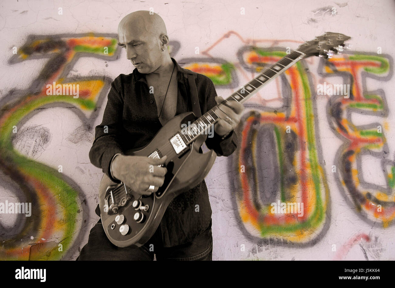 Musik, Porträt, Mensch, Mensch, Musiker, Gitarre, Mann, Gitarrist, sg, jammen Stockfoto