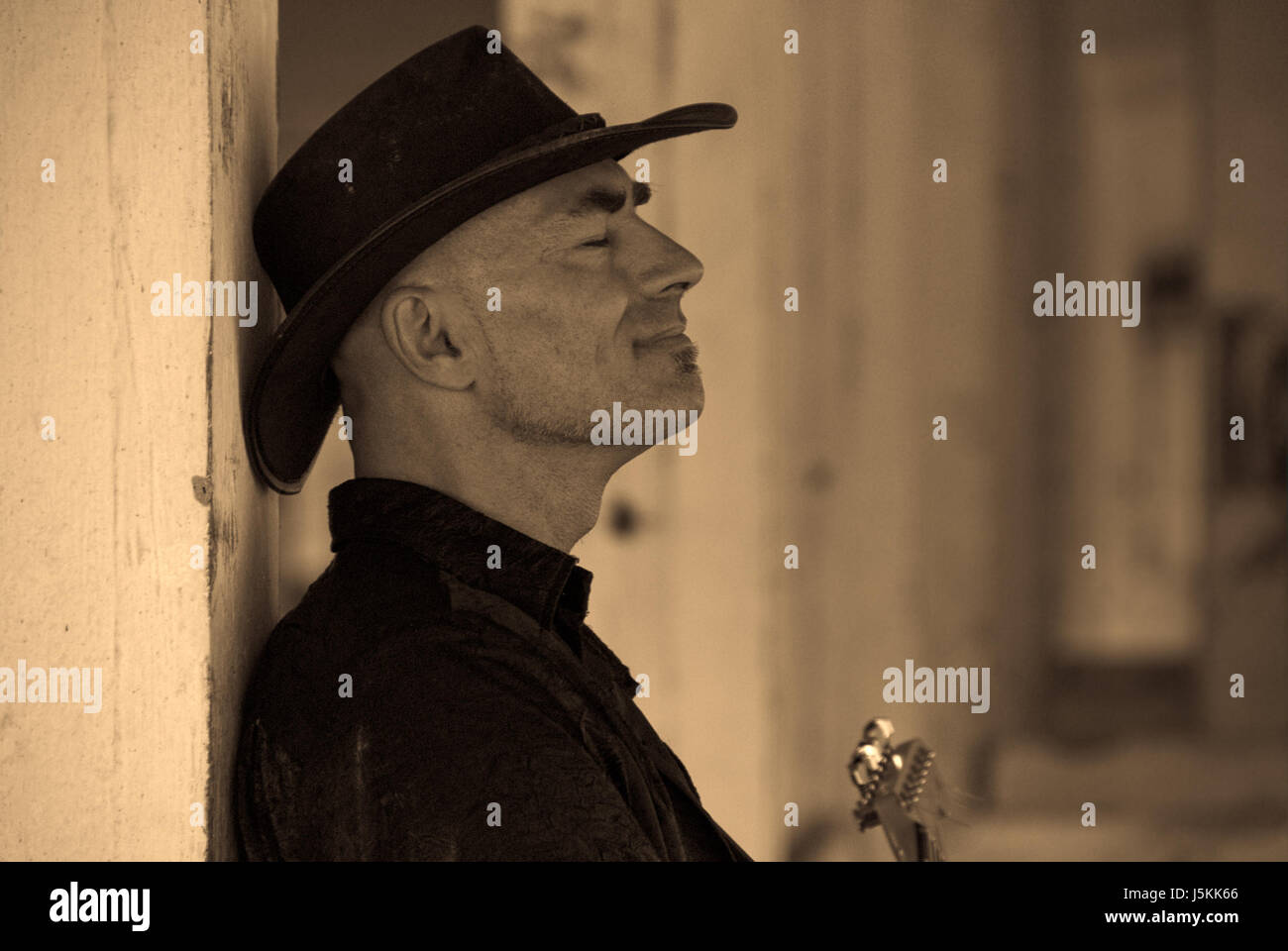 Musik, Porträt, Sepia, Mensch, Mensch, Musiker, Gitarre, Mann, gitarrist Stockfoto