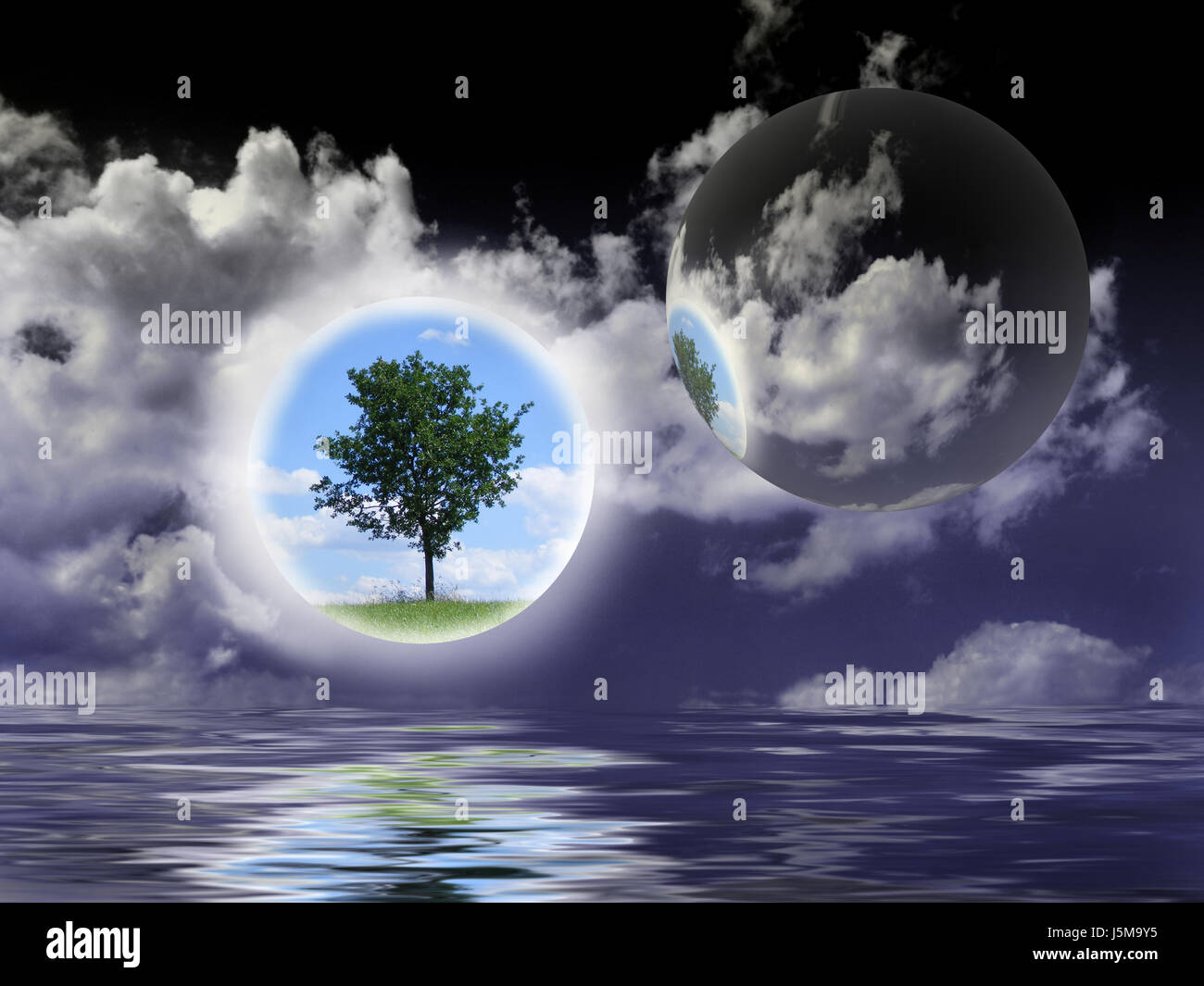 Umwelt Enviroment symbolische Baum Horizont Universum farbig bunt Stockfoto