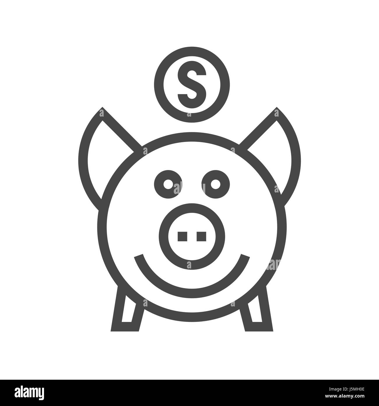 Sparschwein dünne Linie Vektor Icon. Flach-Symbol auf dem weißen Hintergrund isoliert. Editierbare EPS-Datei. Vektor-Illustration. Stock Vektor