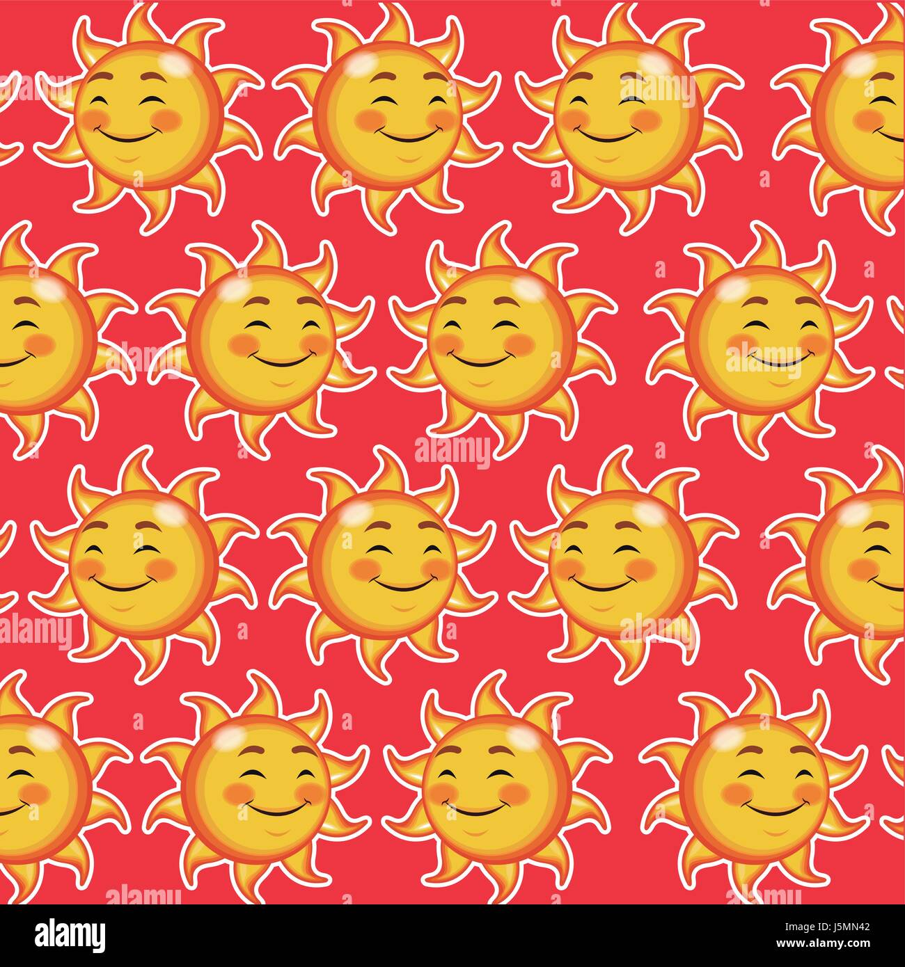 glücklich lustig zwinkerte Tapete Muster Cartoon Sonnenbild Stock Vektor