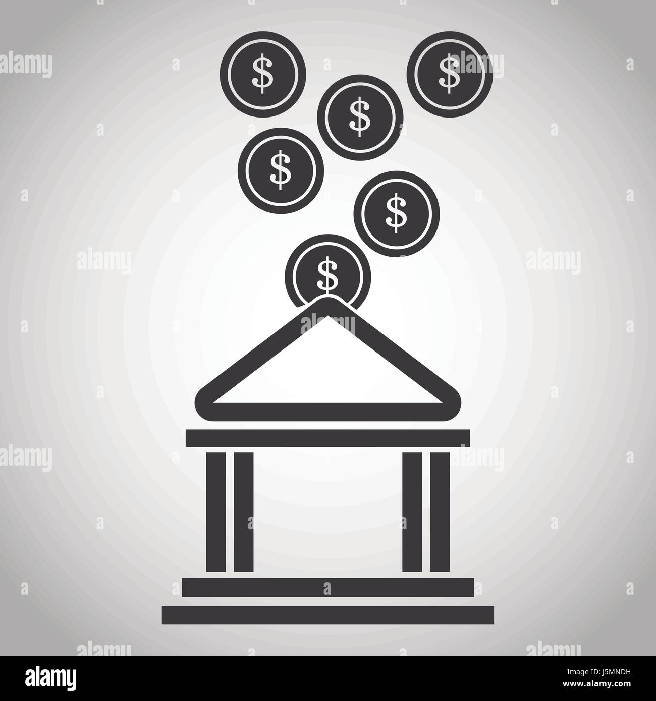 bauen Münze Buchgeld. Banking-Piktogramm Bild Stock Vektor