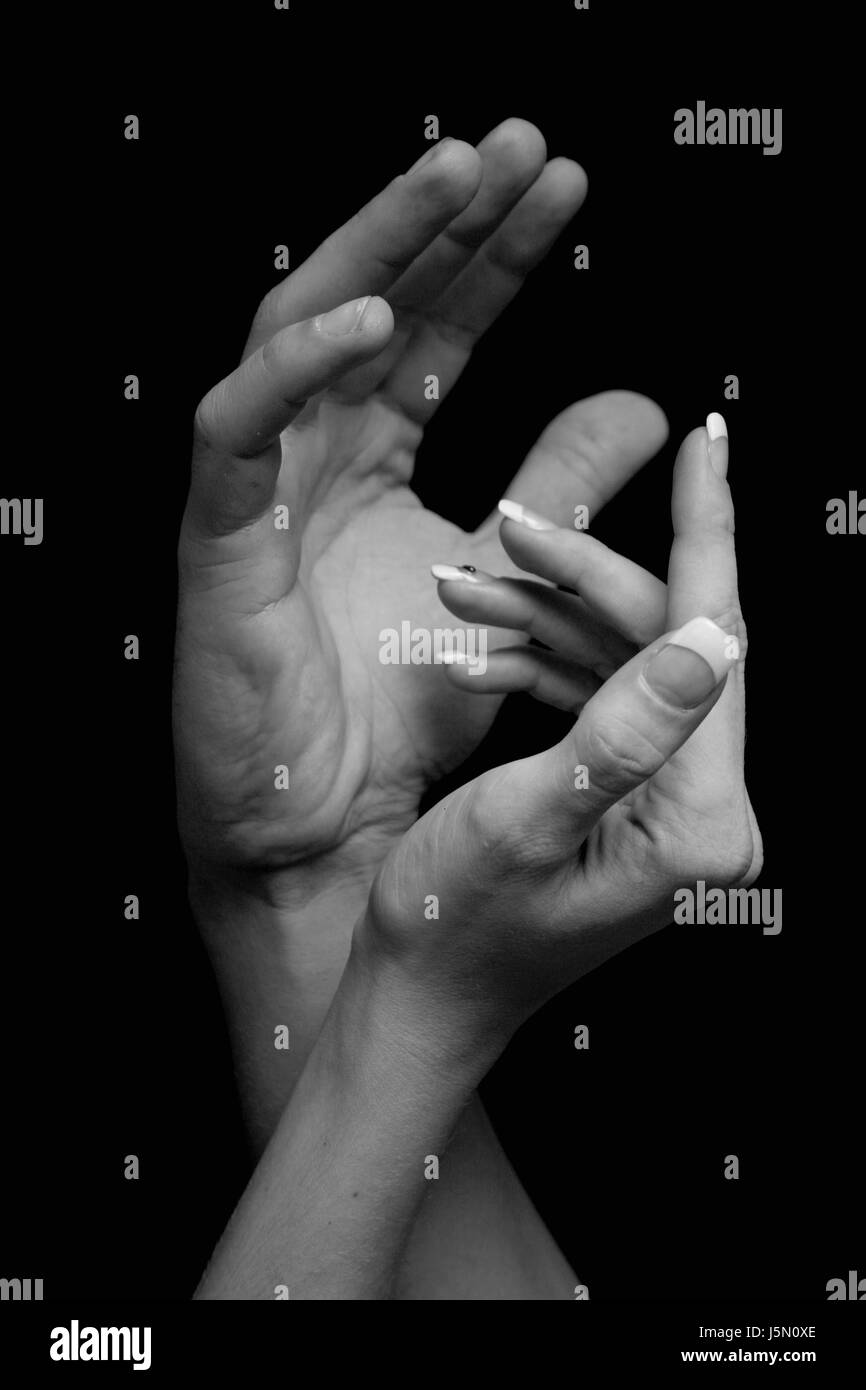 Frau, Hand, Hände, Detail, Emotionen, fühlen, Tasten, Haltung, erkennen, Mann Stockfoto