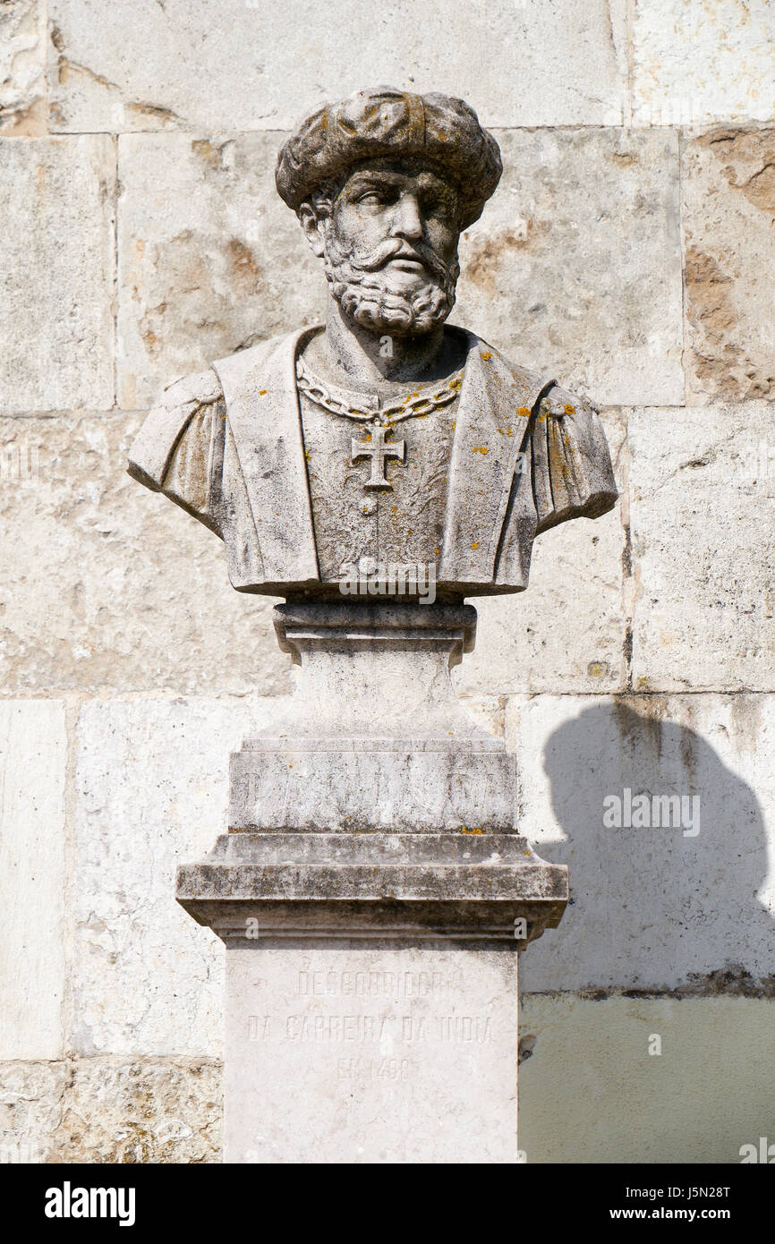Büste von Vasco da Gama, der berühmten Seefahrer und portugiesische Entdecker, in San Pedro de Alcantara Garden Stockfoto