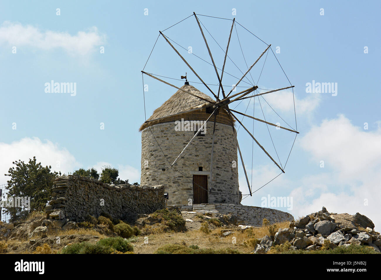 romantische Griechenland Romantik griechische Windmühle Mühle Naxos Kykladen Alte windmhle Stockfoto