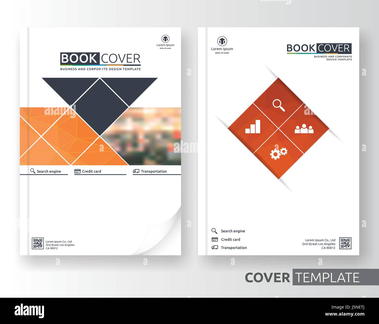 Abstrakt Business und corporate Cover-Design-Layout. Geeignet für Flyer, Broschüre, Buch-Cover und Jahresbericht. Orange-weiße Farbe A4 Größe templa Stock Vektor