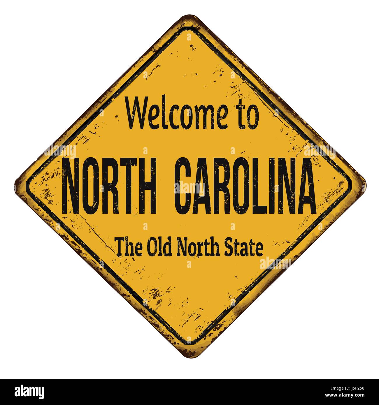 Willkommen in North Carolina Vintage rostigen Metall Zeichen auf einem weißen Hintergrund, Vektor-illustration Stock Vektor