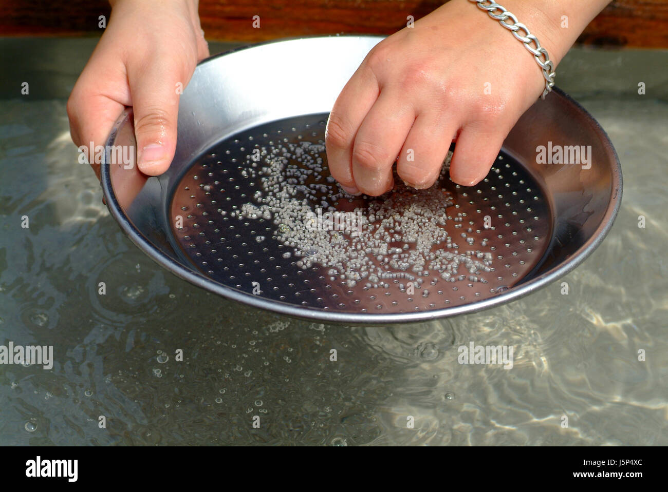 Hand Hand Finger waschen Spülen reinigen Silber reichen goldenen Reich aus Reichtum alles gute Stockfoto