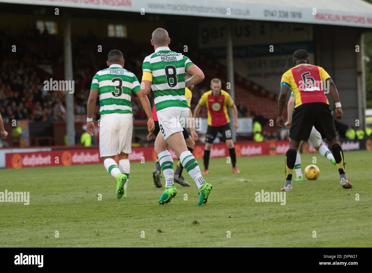 Glasgow, Schottland, Vereinigtes Königreich, 18. Mai 2017, Partick Thistle V Celtic, Firhill Stadium SPFL Spiel mit 5: 0. Scottish Premier League Partick Thistle Vs Celtic 19:45 Donnerstag 18. kann Firhill Stadium (Att: 7847) Stockfoto