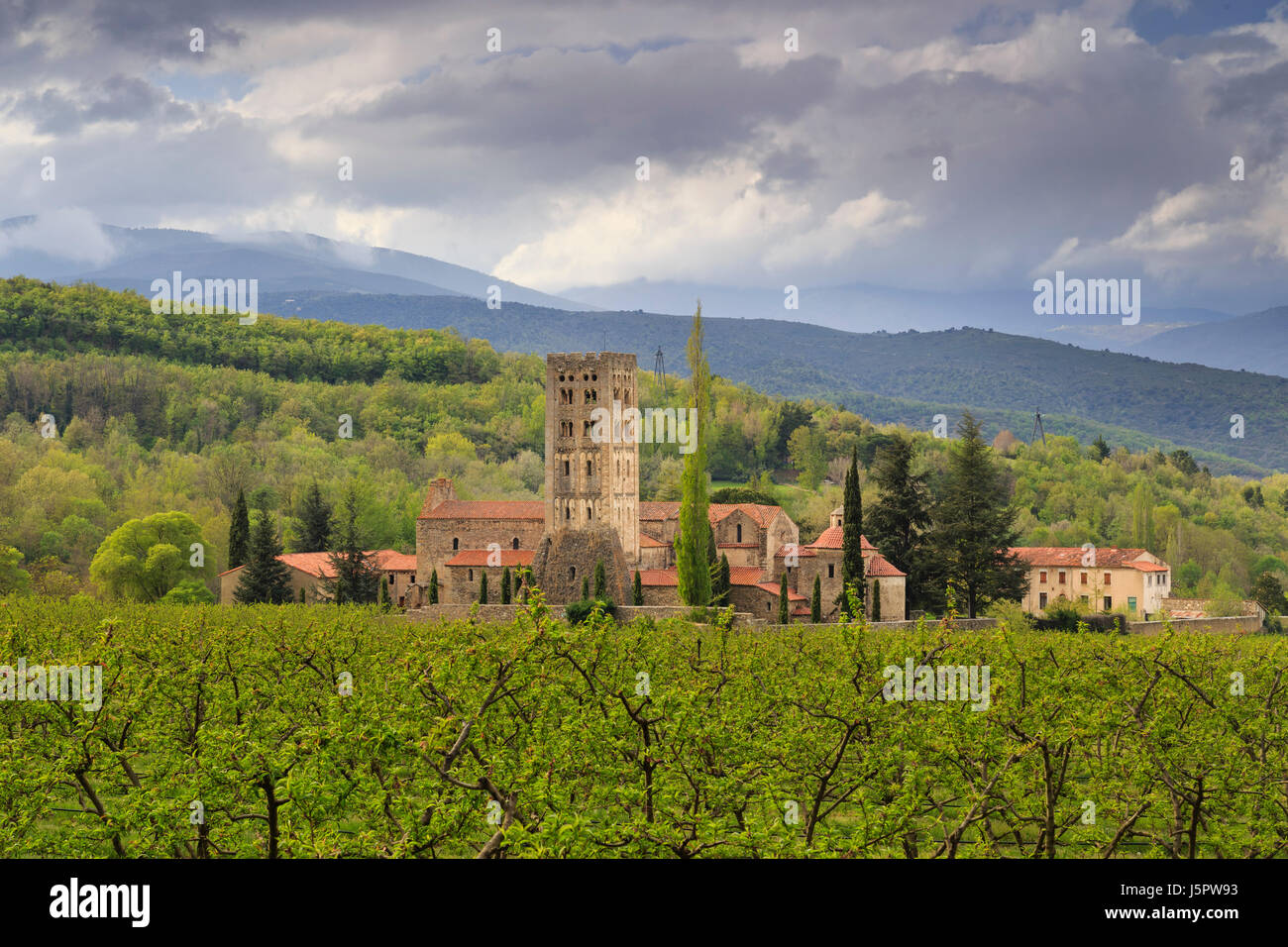 Frankreich, Pyrenäen Orientales, Codalet, Abtei Saint Michel de Cuxa Stockfoto