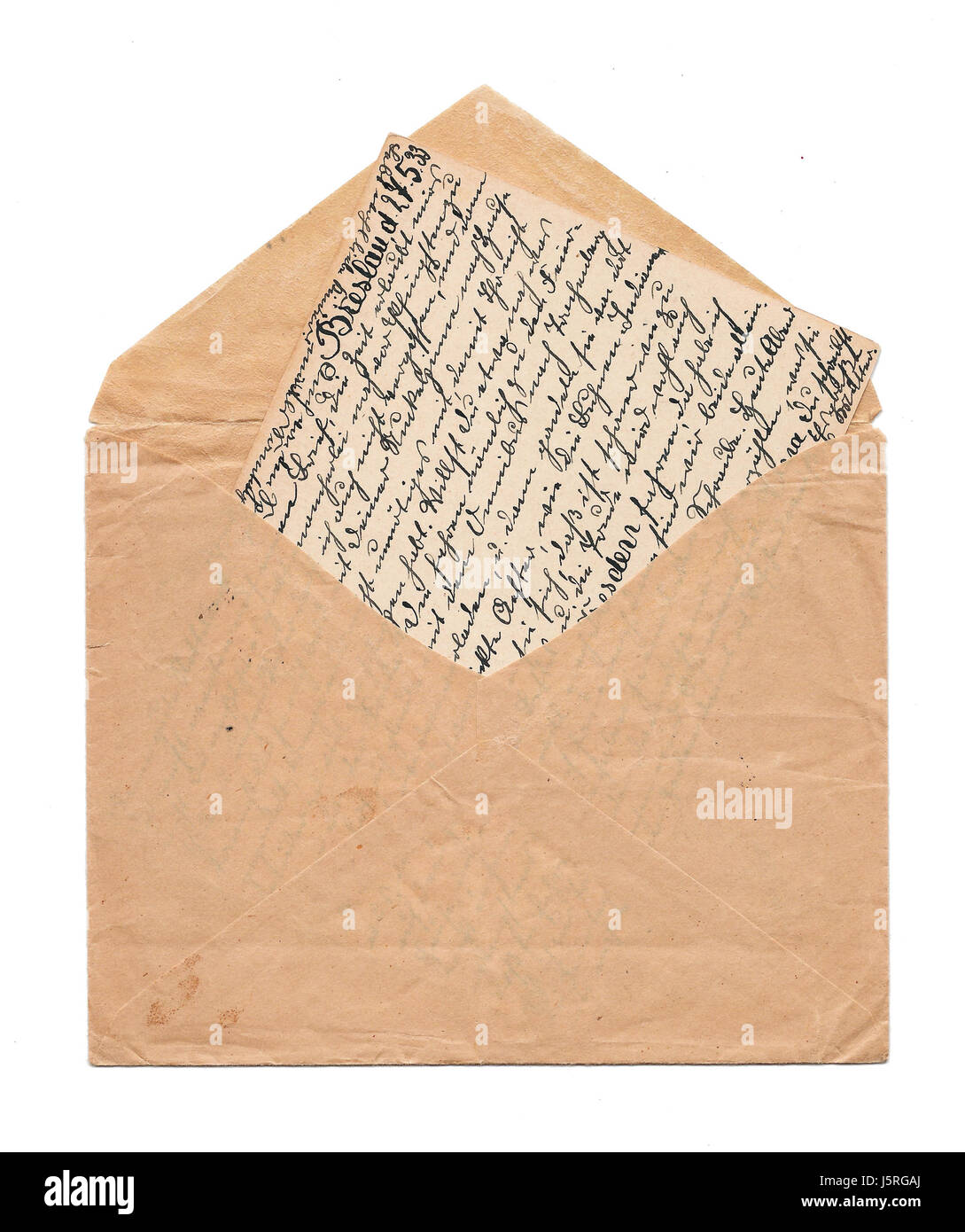 Antike Vintage Brief Post Post Retro-Nachricht Text geschrieben im Alter von gebeizt Stockfoto