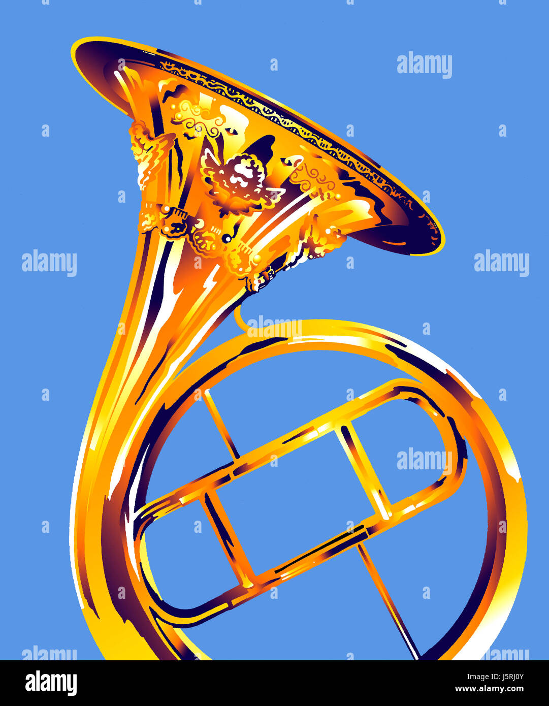 Trompete auf blauem Hintergrund Stockfoto
