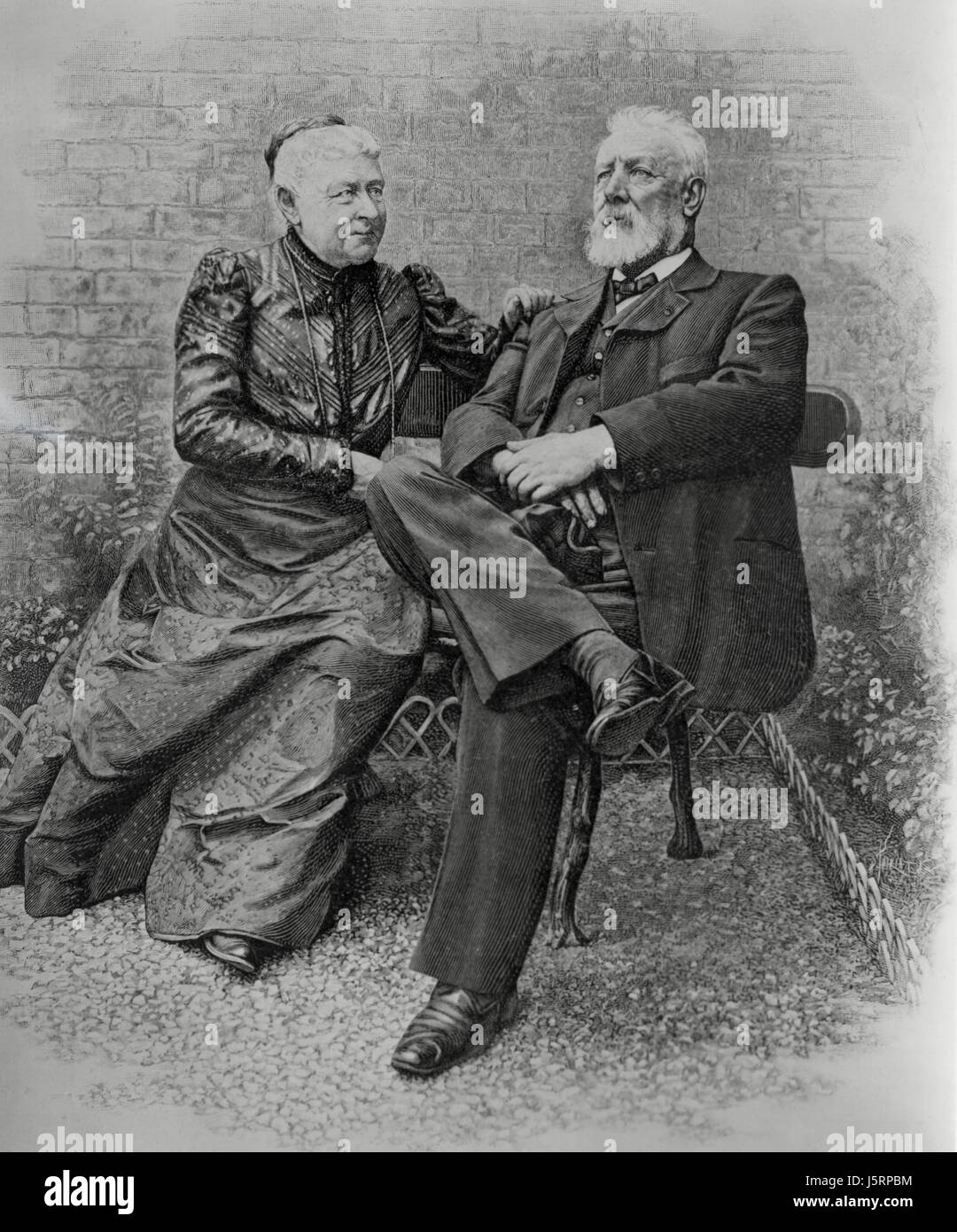 Jules Verne (1828-1905), französischer Schriftsteller und Dramatiker, mit seiner Frau Honorine, Portrait, 1905 Stockfoto