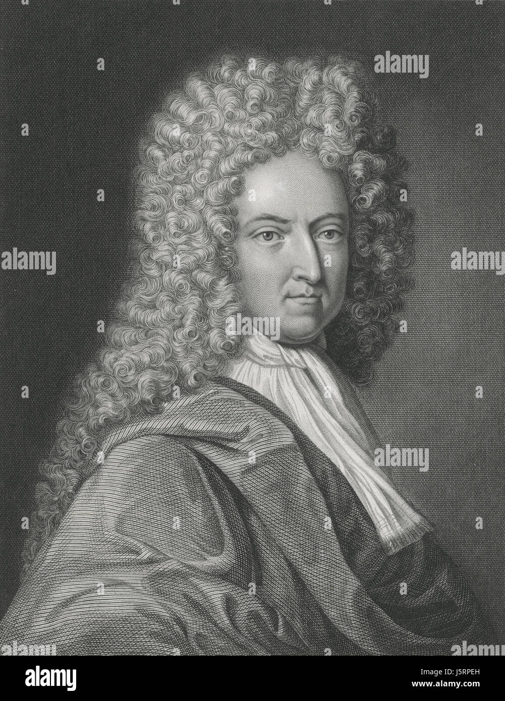 Daniel Defoe (1660-1731), englische Schriftstellerin am besten bekannt für seinen Roman Robinson Crusoe, Porträt Stockfoto