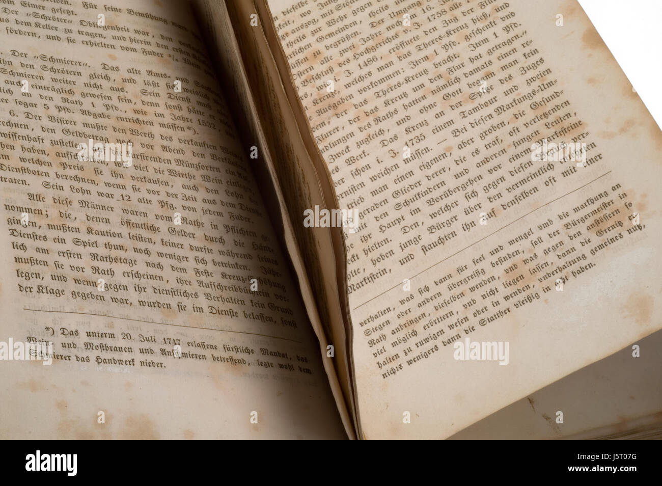 historische schreiben Schrift Typografie Druck Aufnahme Beschreibung vergilbt Stockfoto