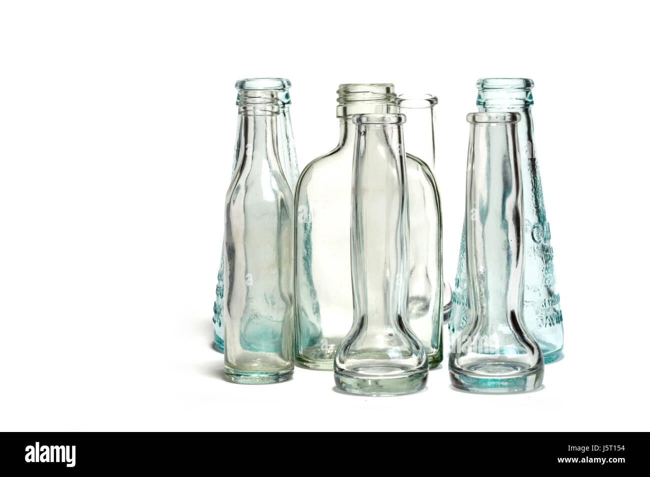 Zeile Flasche Behälter Perlen Grafik auffällig piktografischen transparent glasig Stockfoto