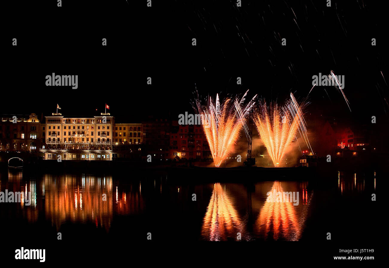 Festung Rhein feiern schwelgen schwelgt feiert Neujahr Schweiz Stockfoto