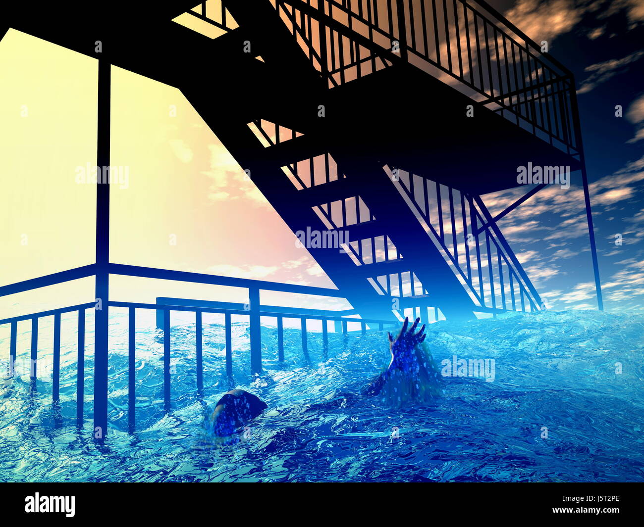 Treppen Welle Salzwasser Meer Ozean Wasser Mensch Umwelt Enviroment Atmosphäre Stockfoto