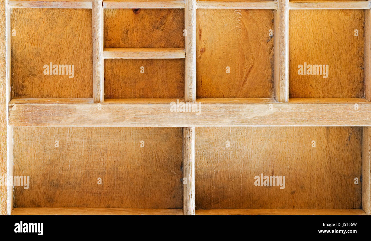 Platz frei Holz Fanbrief Fall leere Box Holz öffnen Fan Kollektion Unterteilung Stockfoto