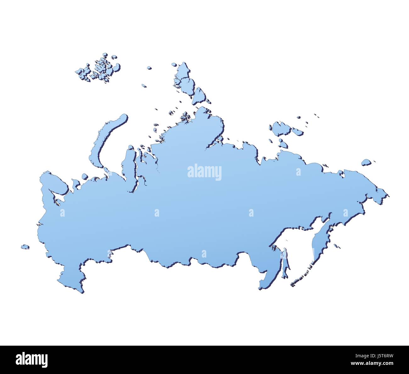 isolierte gradient Russland Karte Atlas der Umriß der Welt Hintergrund blau Stockfoto