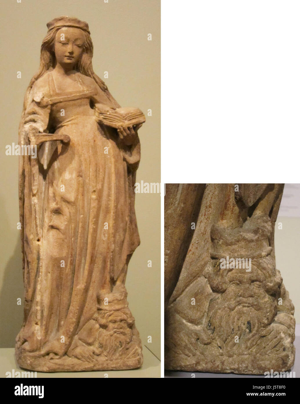 "St. Katharina", Sandstein, aus der Champagne, 15. Jahrhundert, HAA Stockfoto