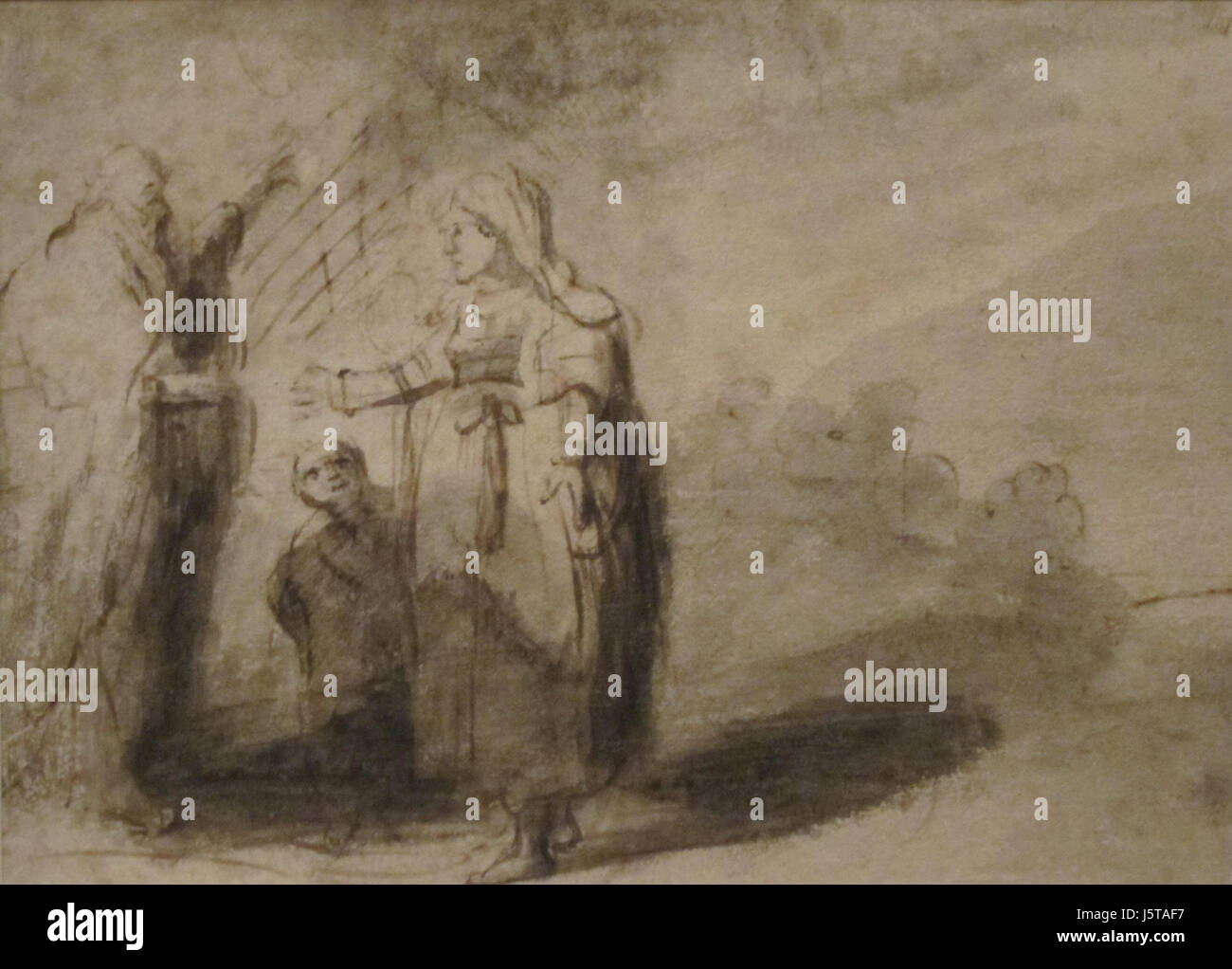 Das Kunstwerk „Untitled“, möglicherweise aus der Schule von Rembrandt, das im Museum of Art in Honolulu ausgestellt wurde, zeigt die klassischen Techniken und den Einfluss von Rembrandts Werkstatt im 17. Jahrhundert. Stockfoto