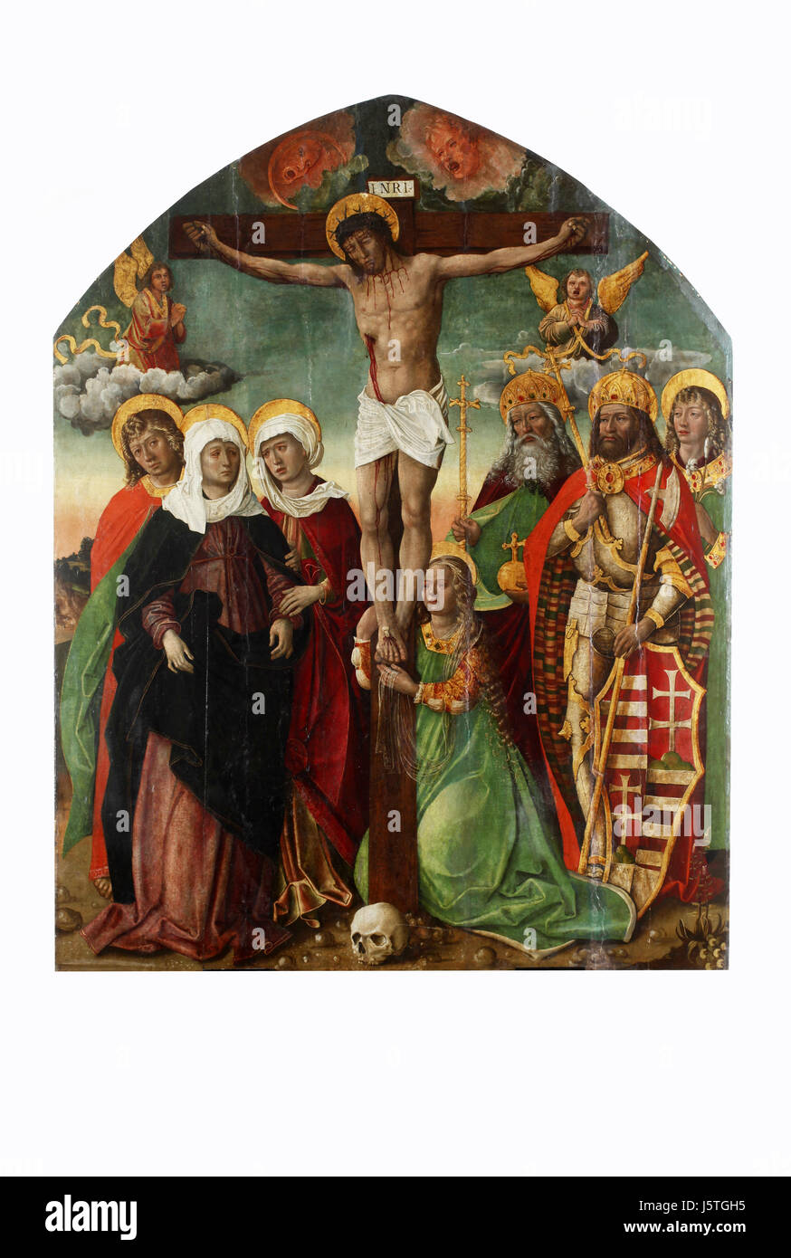 Gianfrancesco da Tolmezzo: Kreuzigung mit Heiligen Stockfoto