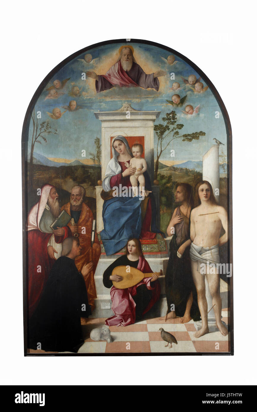 Francesco Bissolo: Madonna mit Kind, Heiligen und Spender Stockfoto