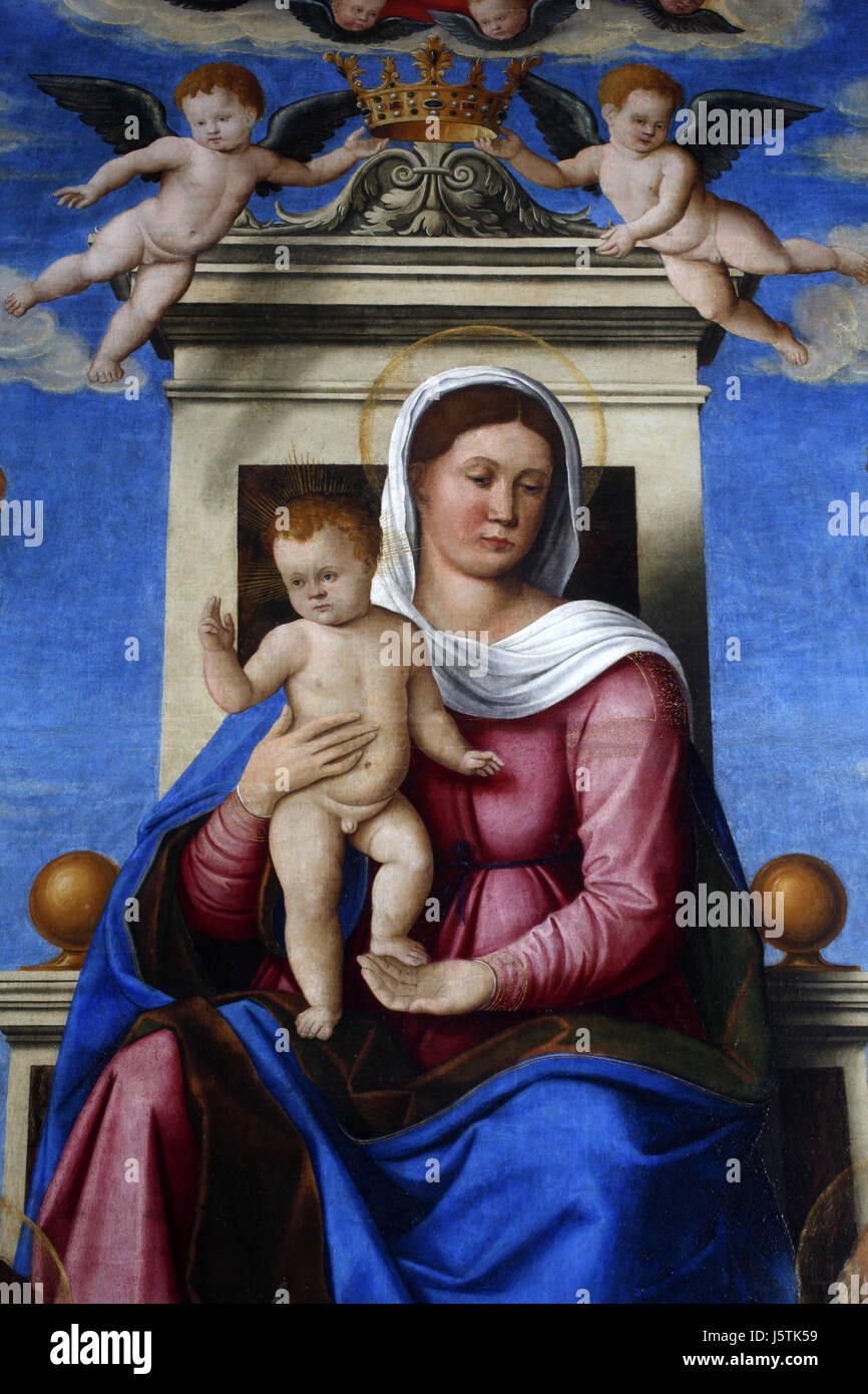 Girolamo da Santa Croce: Madonna mit Kind auf dem Thron Stockfoto