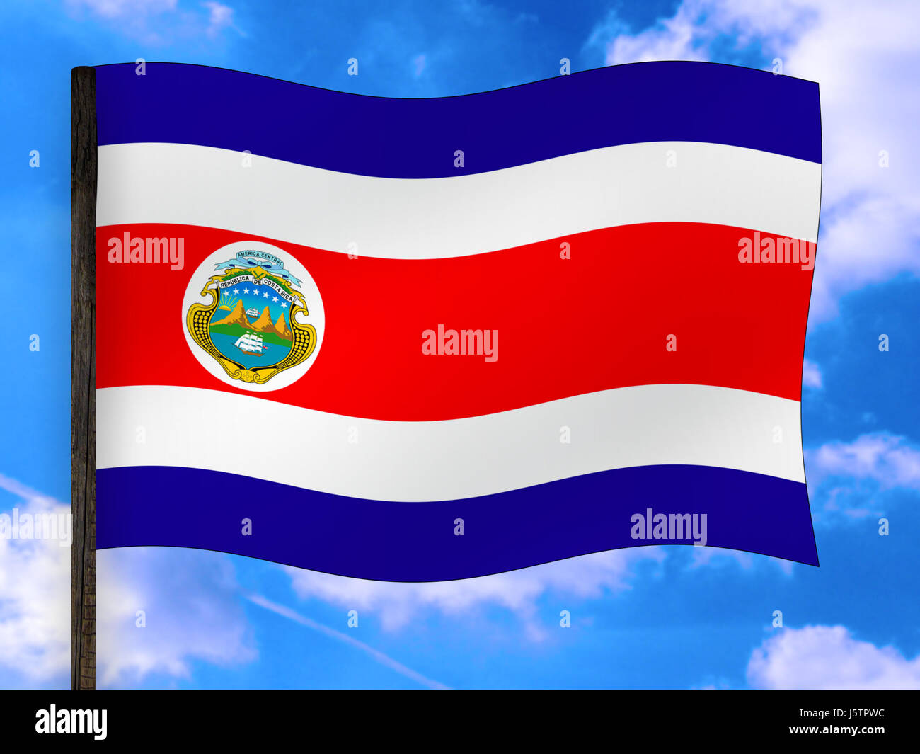 Zentral Amerika Flagge Latin Amerika Süd Amerika Nationalfarben Banner costa Stockfoto