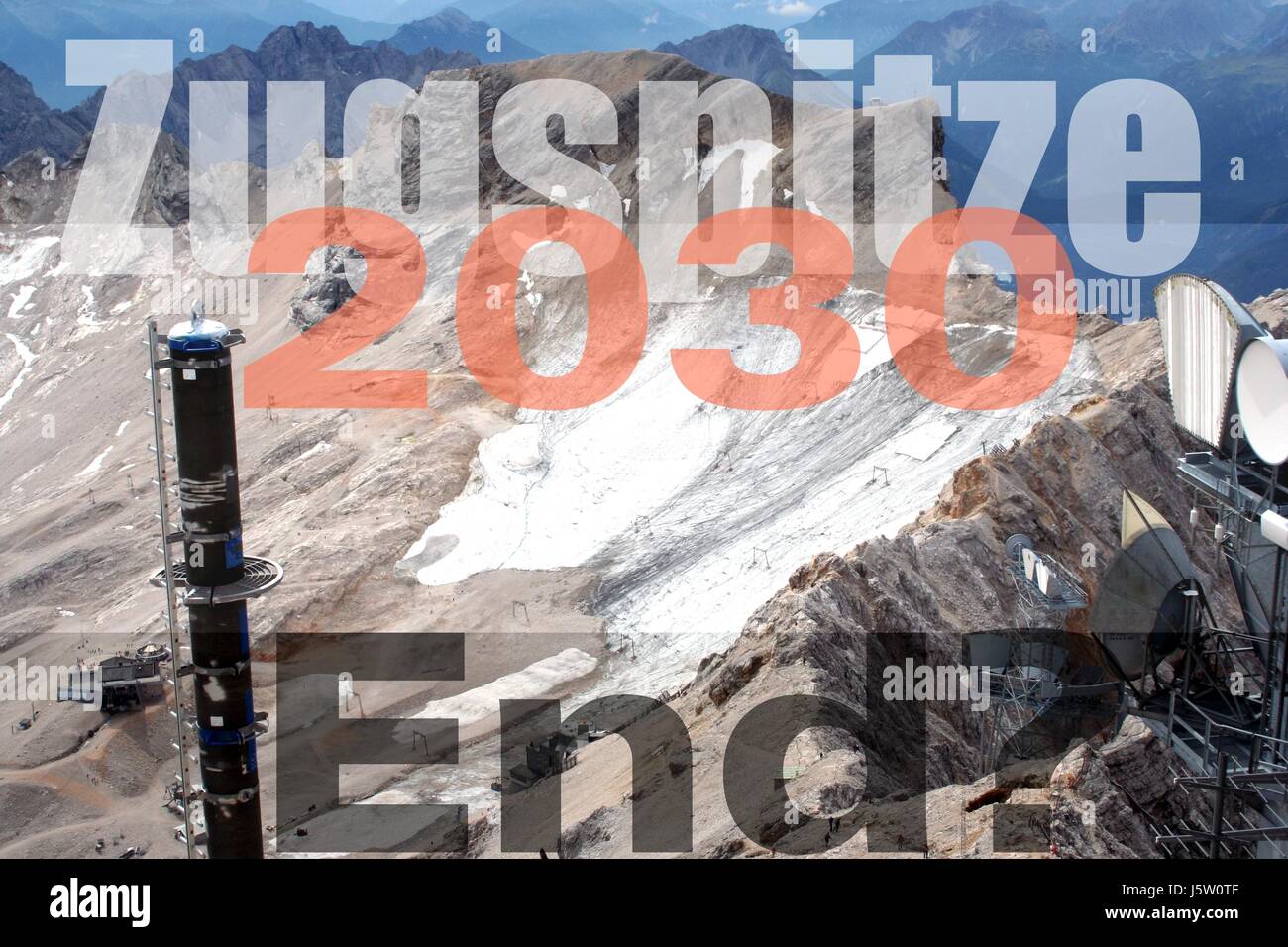 Eis-Gletscher schmelzen Schnee Berg Ende Skigebiet Antennen oben die Berge-Skischaukel Stockfoto