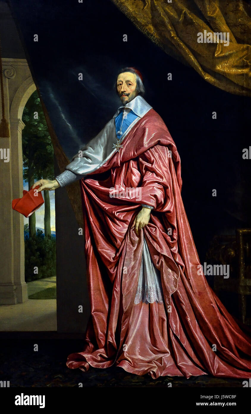 Kardinal de Richelieu 1633-40 Philippe de Champaigne 1602-1674 Frankreich Französisch (Kardinal und Armand-Jean du Plessis Duc de Richelieu (1585-1642), Kardinal und Duc de Richelieu (1585-1642), wurde im Jahre 1622 Kardinal. Er regierte Frankreich als Hauptminister (König Louis XIII) 1624 bis zu seinem Tode im Jahre 1642. Stockfoto