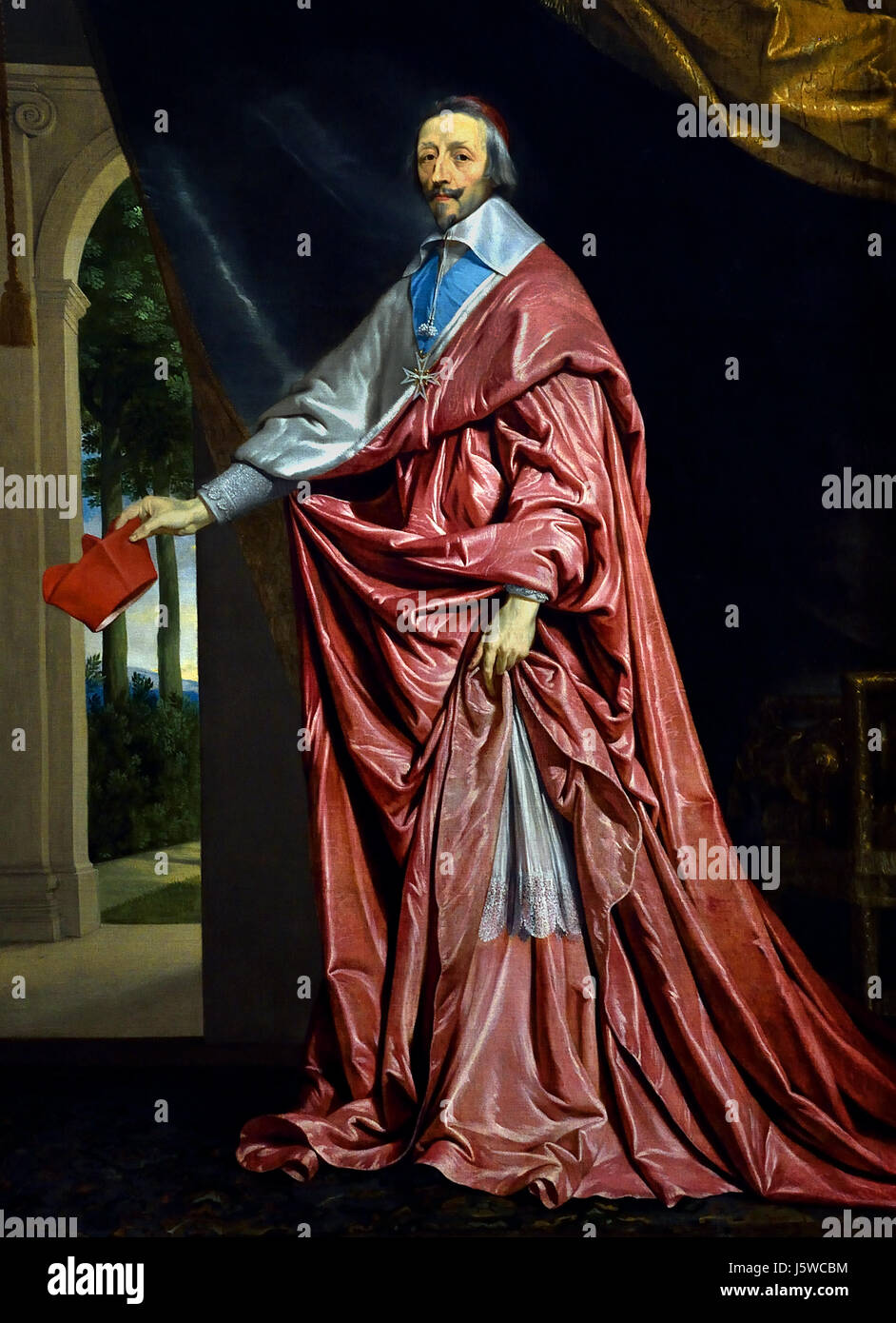 Kardinal de Richelieu 1633-40 Philippe de Champaigne 1602-1674 Frankreich Französisch (Kardinal und Armand-Jean du Plessis Duc de Richelieu (1585-1642), Kardinal und Duc de Richelieu (1585-1642), wurde im Jahre 1622 Kardinal. Er regierte Frankreich als Hauptminister (König Louis XIII) 1624 bis zu seinem Tode im Jahre 1642. Stockfoto
