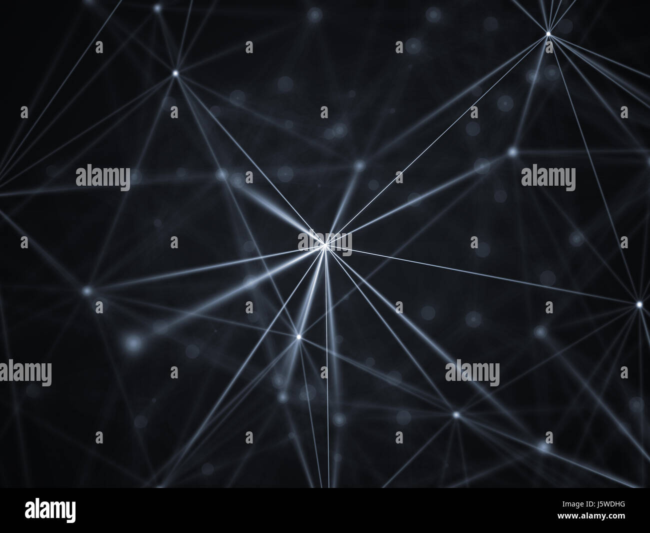 Punkte auf schwarzem Hintergrund, Plexus Hintergrund verbunden Stockfoto