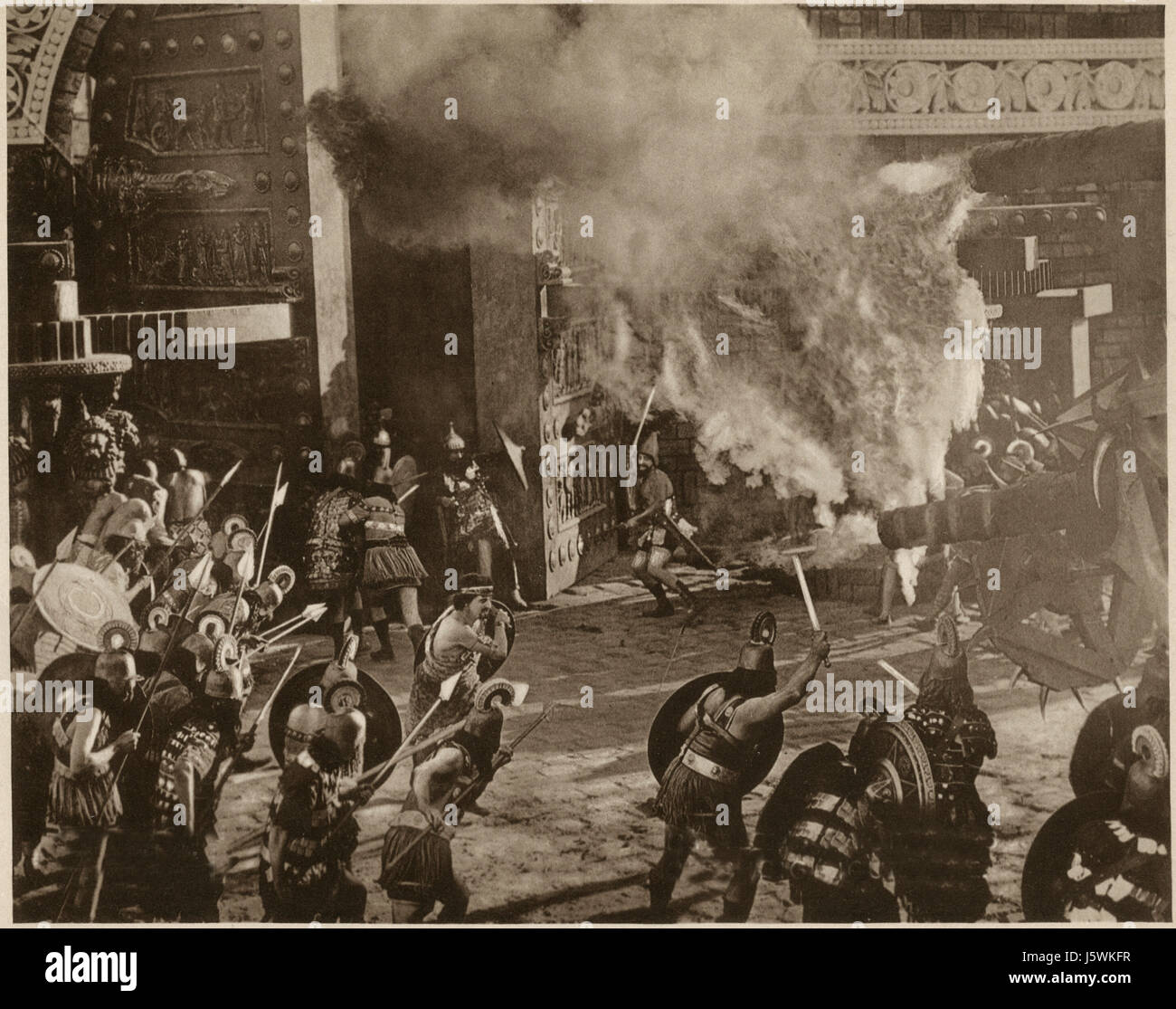 Schlacht Szene während der alten babylonischen Geschichte als Teil des Stummfilms, "Intoleranz" von d.w. Griffith, 1916 Stockfoto