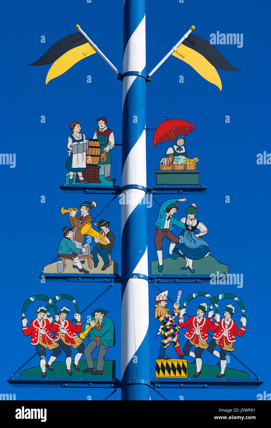Bayern München Maibaum Stamm Bayern München traditionelle Stadt benutzerdefinierte Tradition Stockfoto