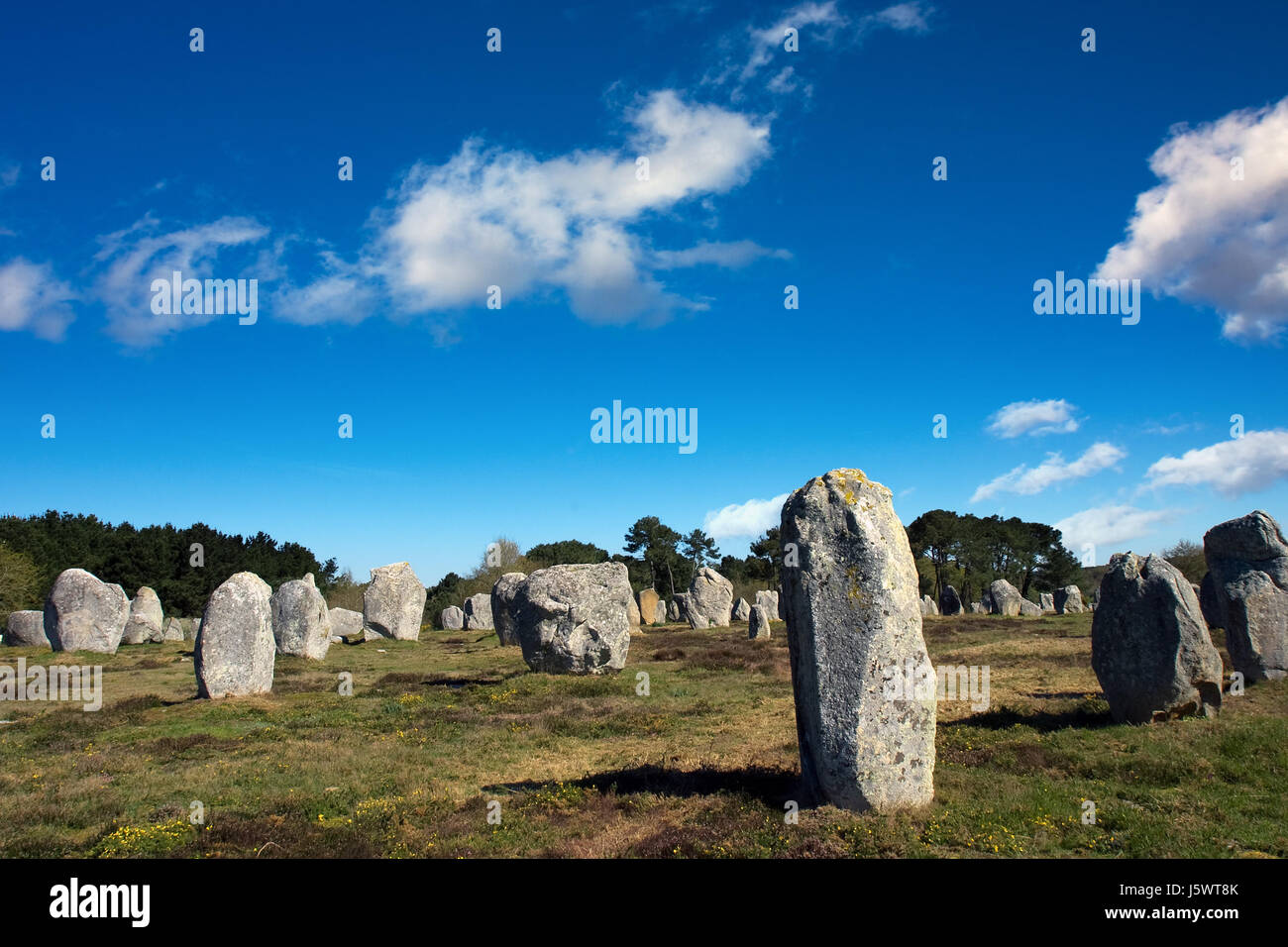 Frankreich Bretagne Steinzeit Carnac Menhire Megalithkultur Steinkreise Gräber Stockfoto