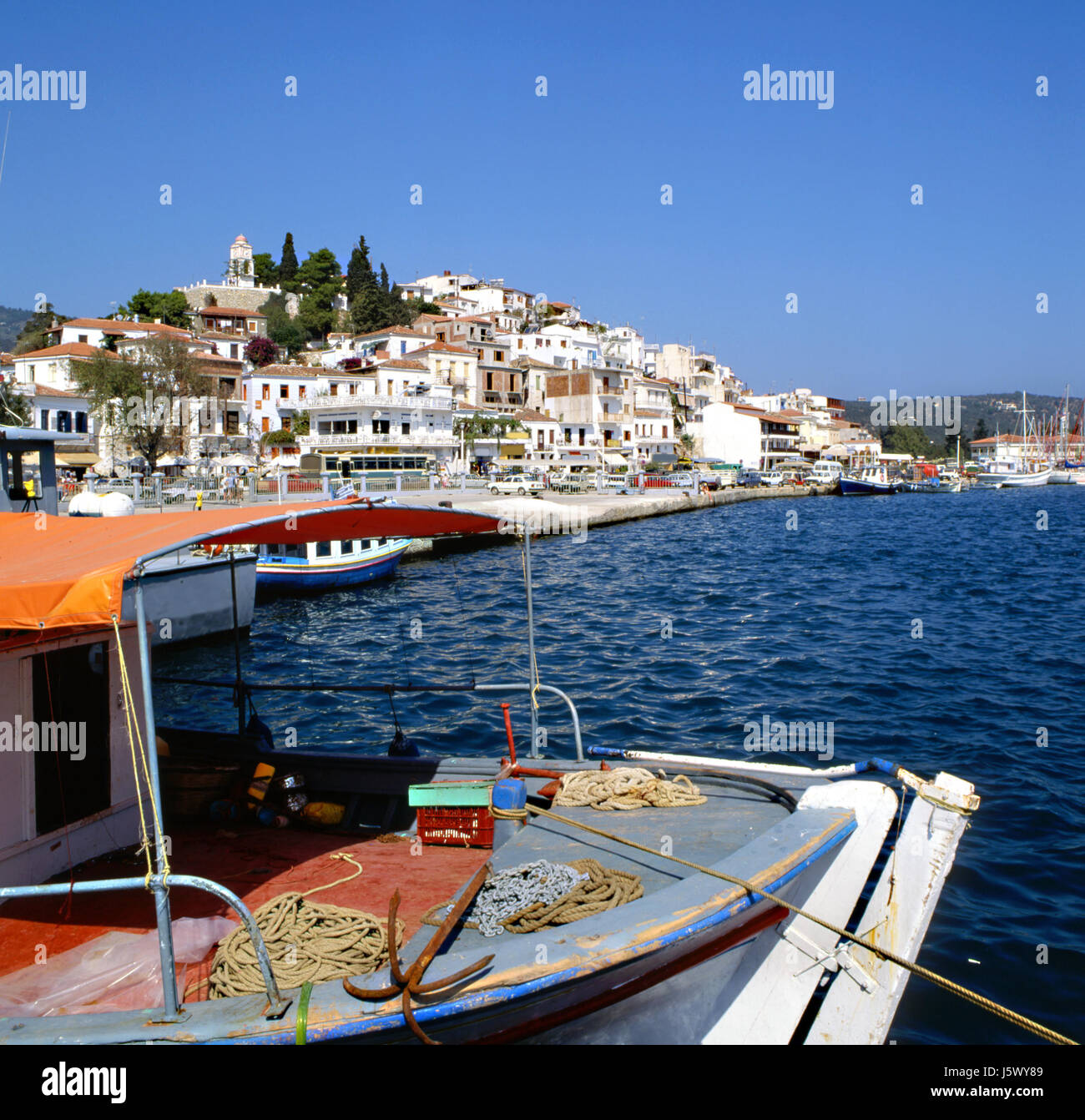 Ferien Urlaub Ferien Urlaub Tourismus Griechenland griechische Fischerei Hafen Treppen Stockfoto