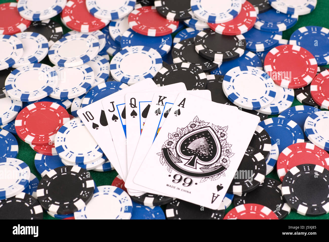 Poker - Royal Flush - Pik Stockfoto