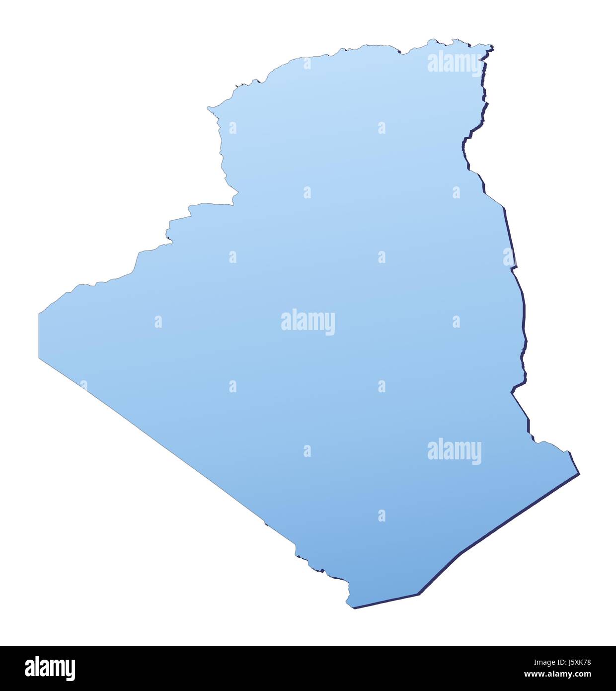 isolierte gradient Algerien Karte Atlas der Umriß der Welt Hintergrund blau Stockfoto