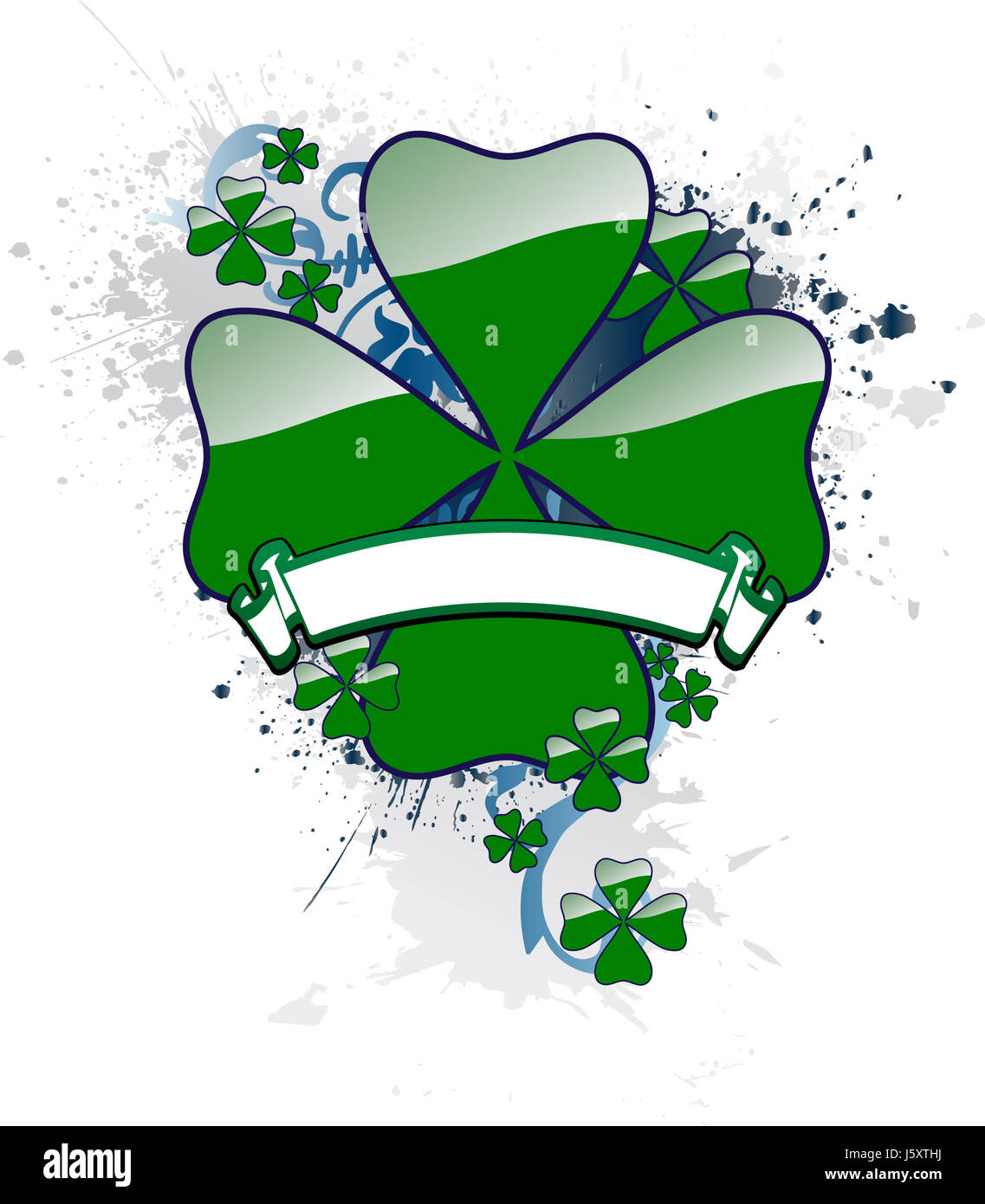 Banner Kleeblatt blau Blatt isolierte Modell Design Projekt Konzept Ferienplan Stockfoto