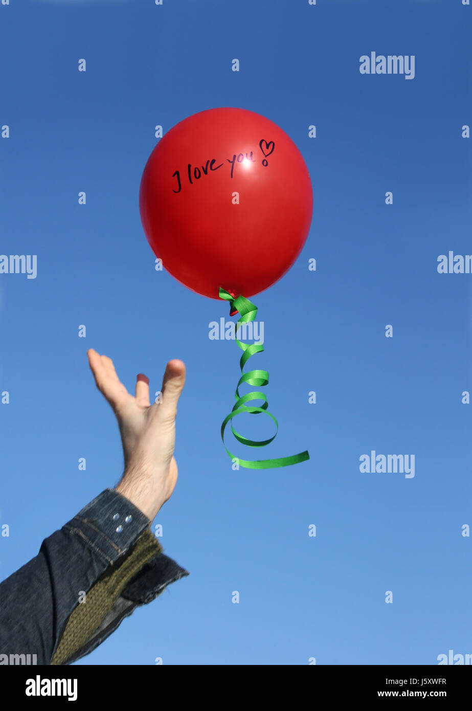 Ich liebe dich von Herzen auf Ballon Stockfoto